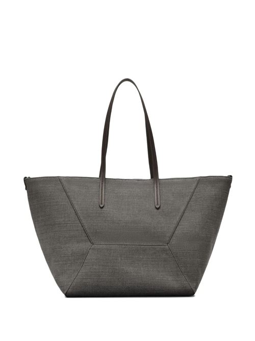 Ash grey cotton-linen woman bag Brunello Cucinelli | MB8TD2571C196